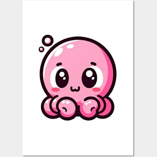 Pink funny octopus Posters and Art